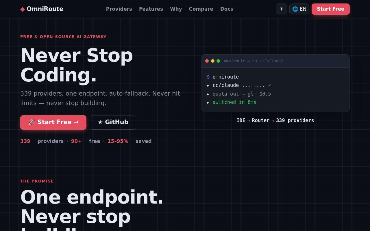 Screenshot of OmniRoute (omniroute.online)