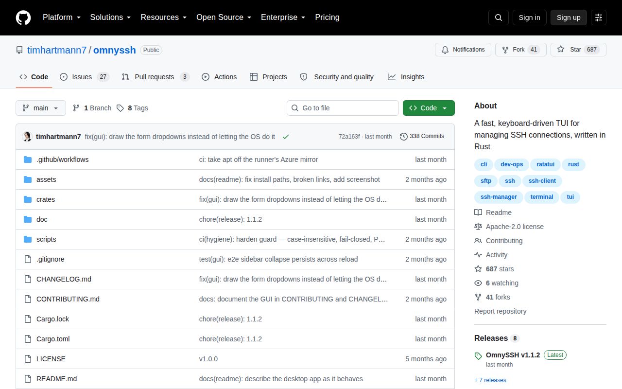 Screenshot of omnyssh (github.com/timhartmann7/omnyssh)