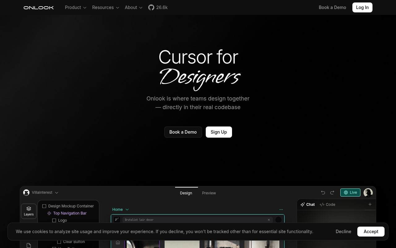 Screenshot of onlook (onlook.com)
