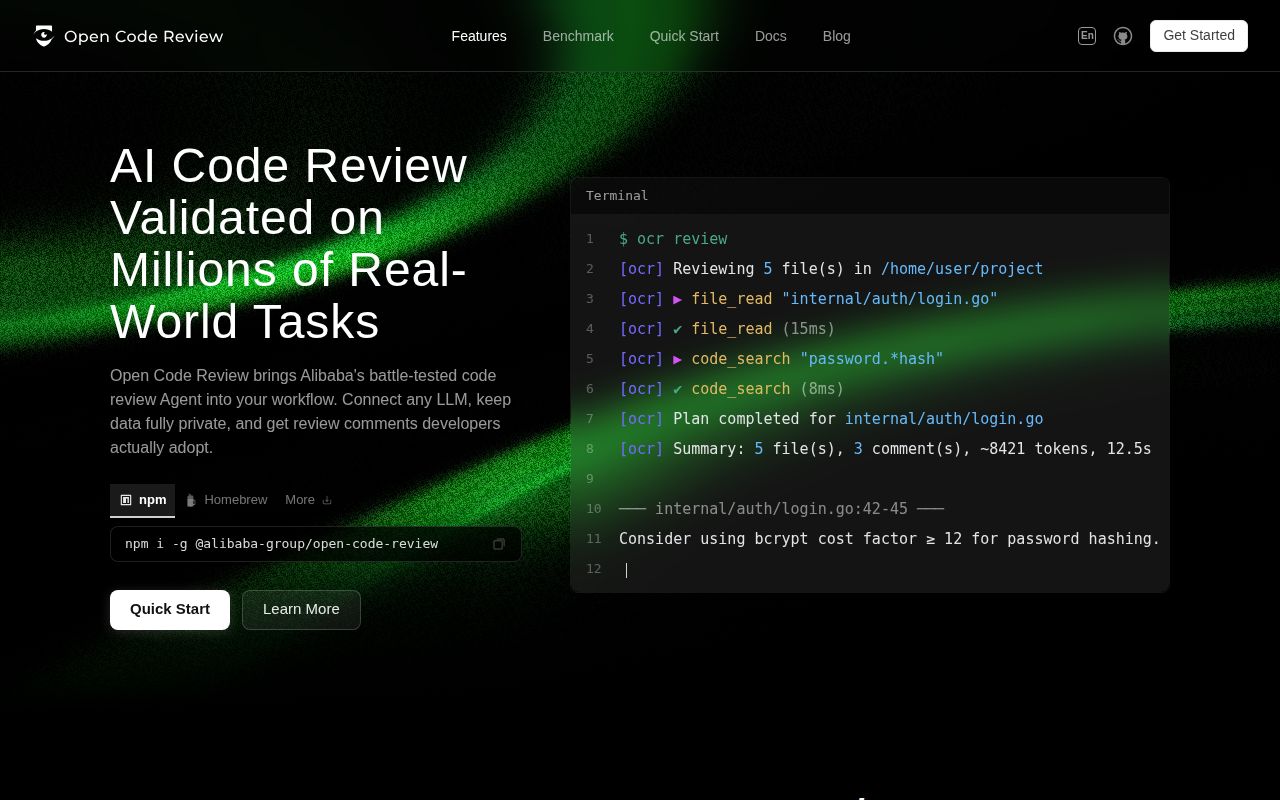 Screenshot of open-code-review (open-codereview.ai)