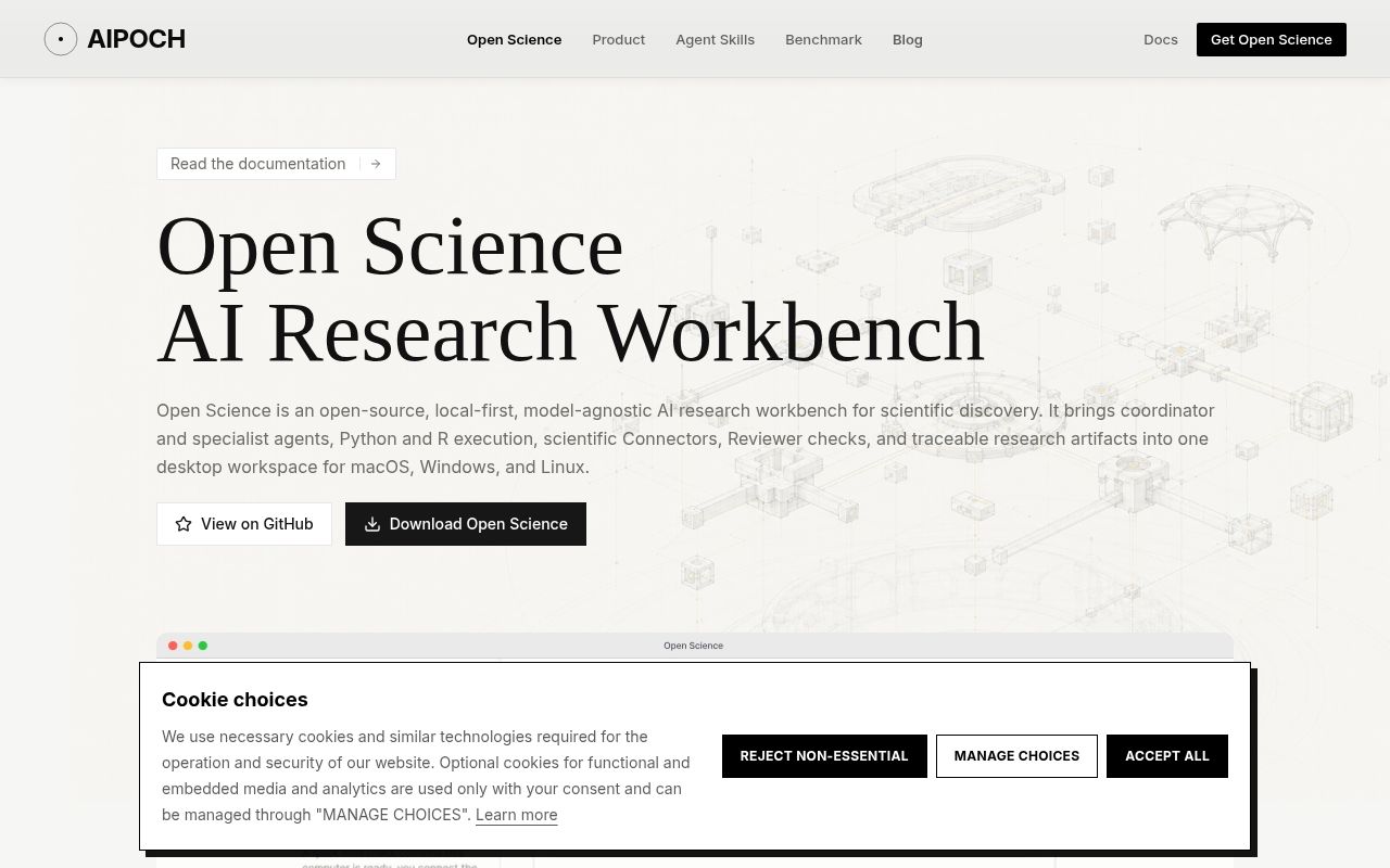 Screenshot of open-science (aipoch.com/open-science)