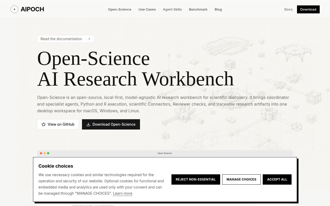 Screenshot of open-science (aipoch.com/open-science)