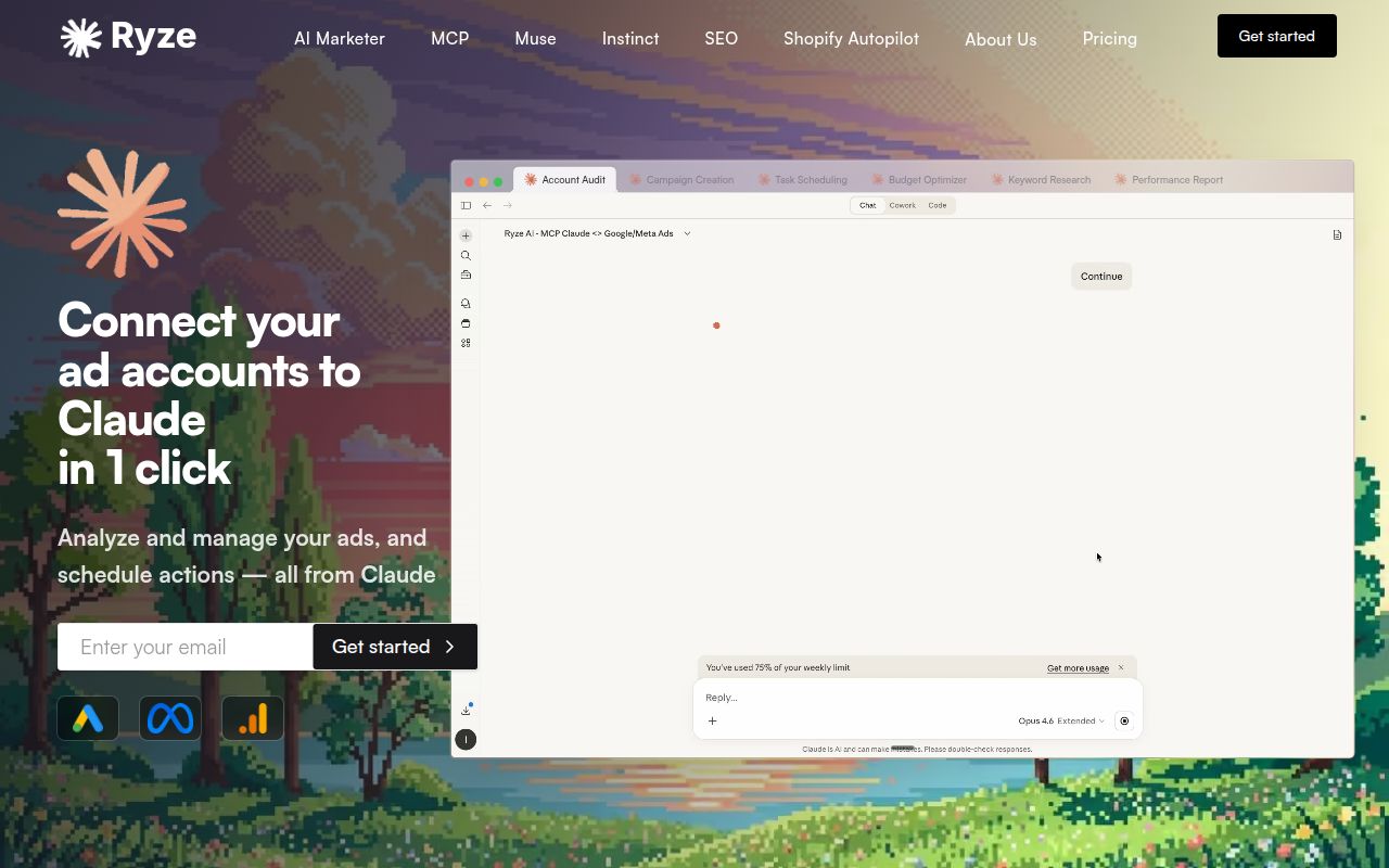 Screenshot of open-seo-mcp-skills (www.get-ryze.ai/how-to-connect-claude-to-google-meta-ads-mcp)