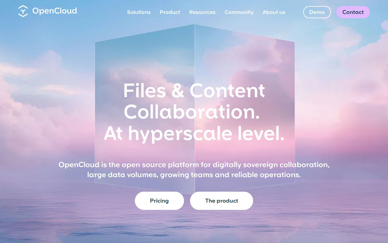 Screenshot of opencloud (opencloud.eu)
