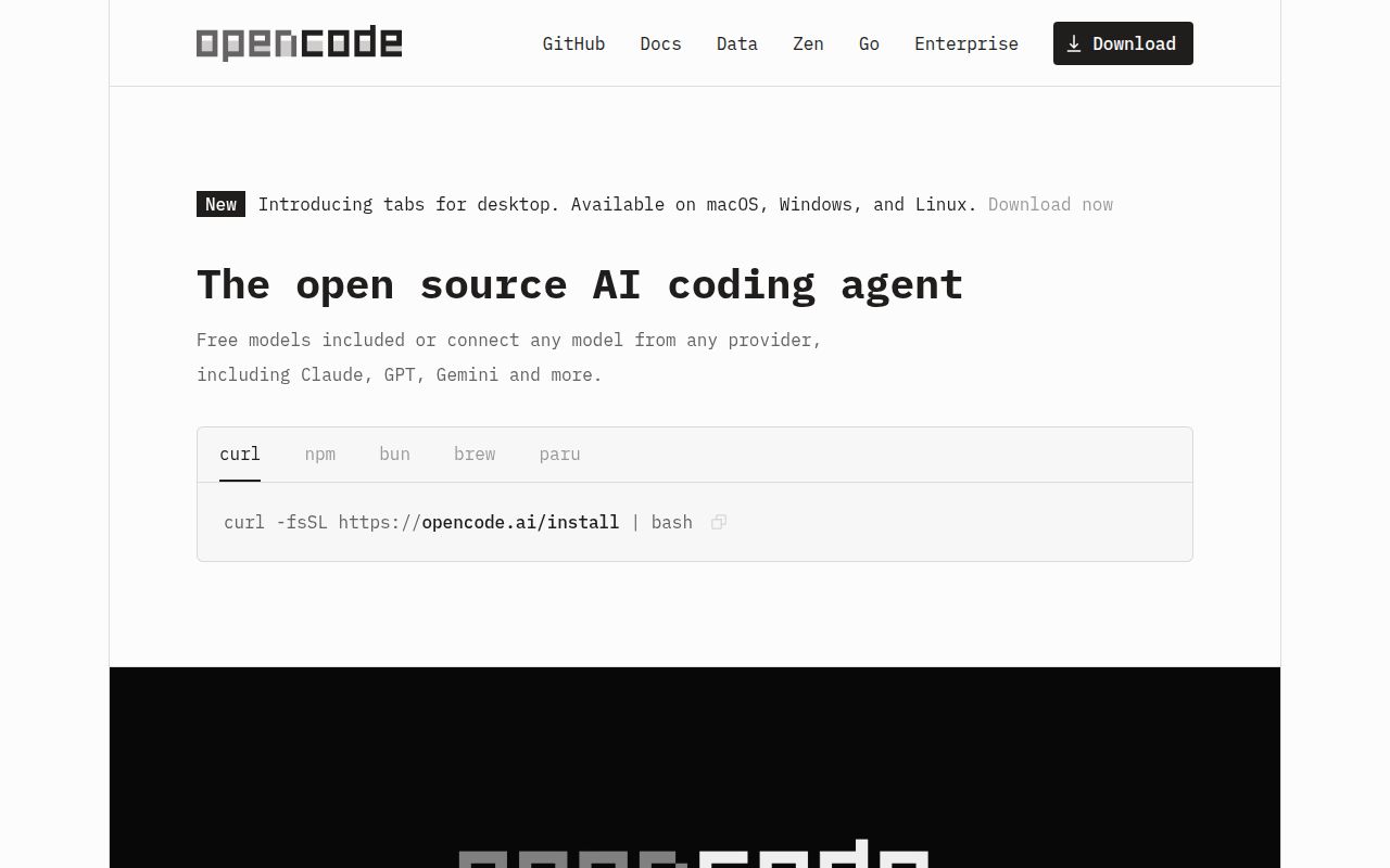 Screenshot of opencode (opencode.ai)