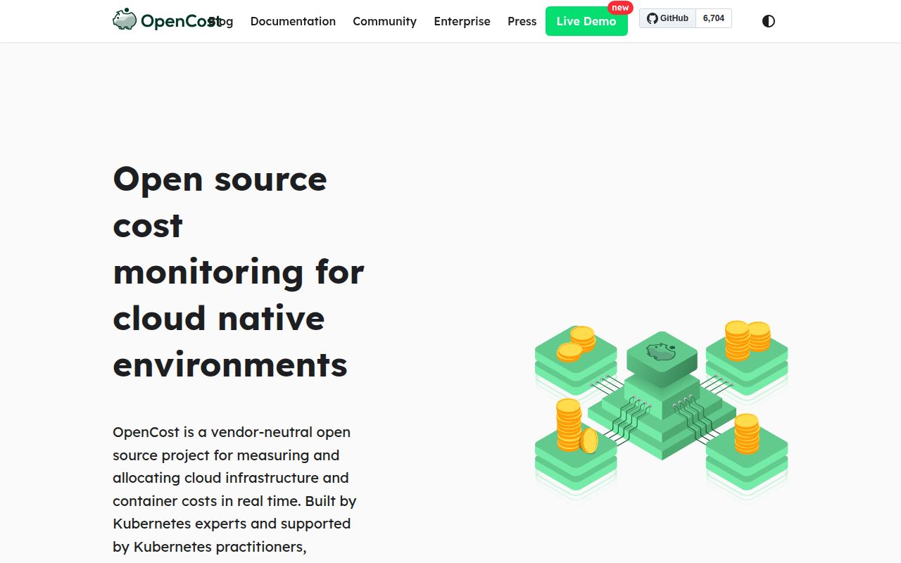 Screenshot of opencost (opencost.io)