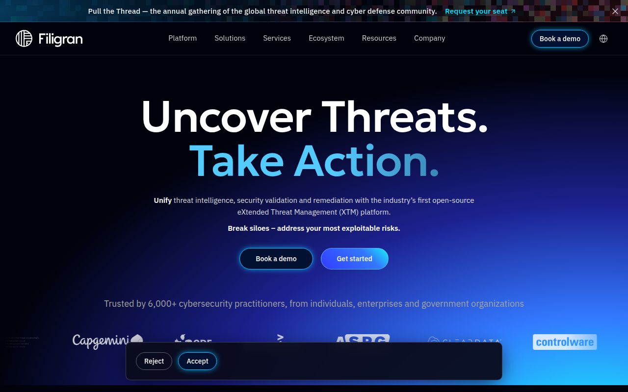 Screenshot of opencti (opencti.io)