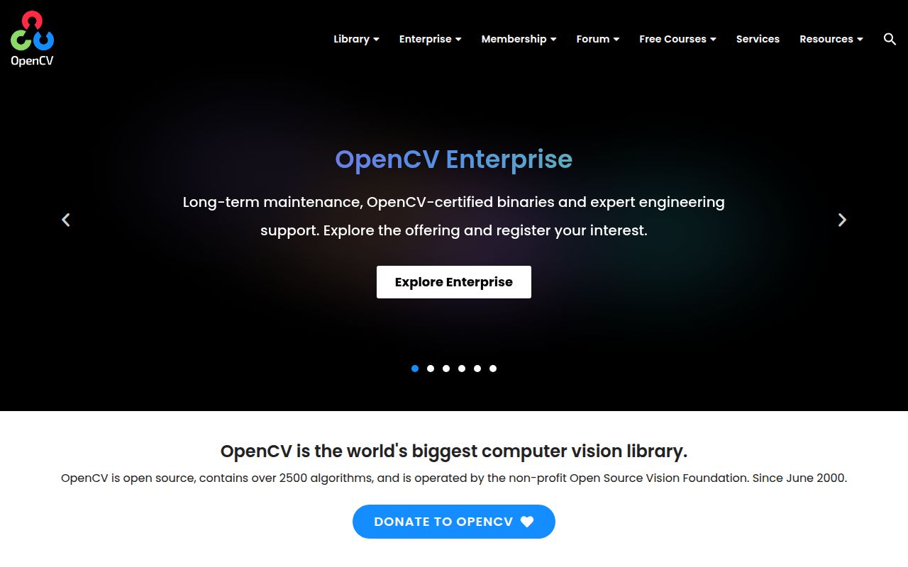 Screenshot of opencv (opencv.org)