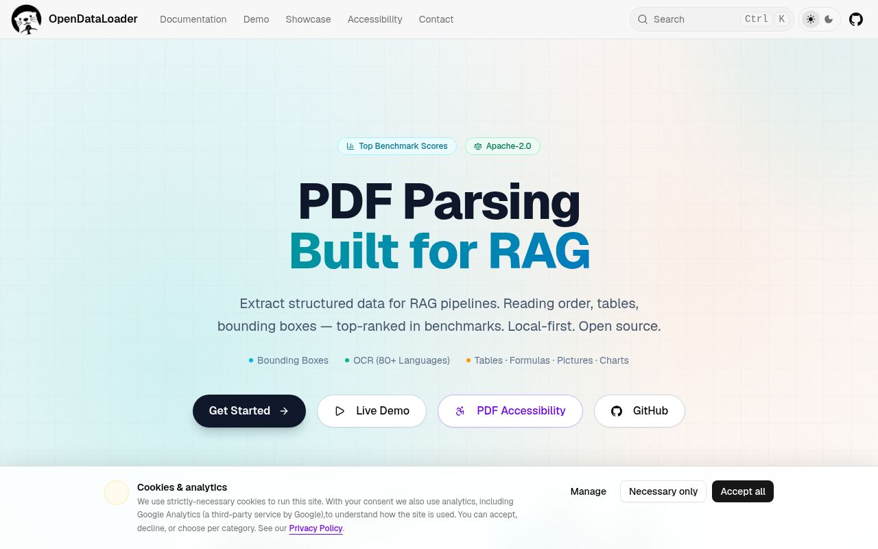 Screenshot of opendataloader-pdf (opendataloader.org)