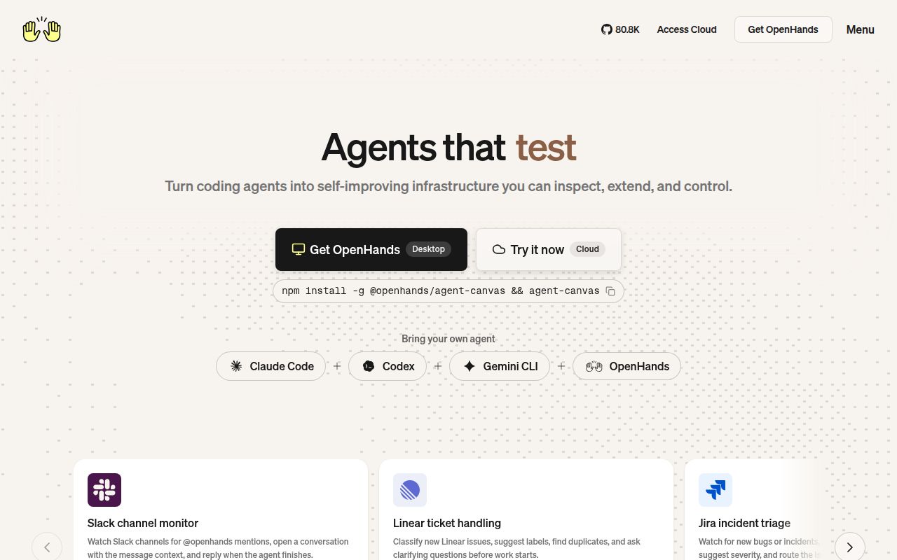 Screenshot of OpenHands (openhands.dev)
