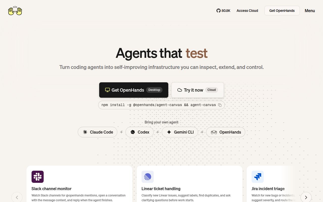 Screenshot of OpenHands (openhands.dev)