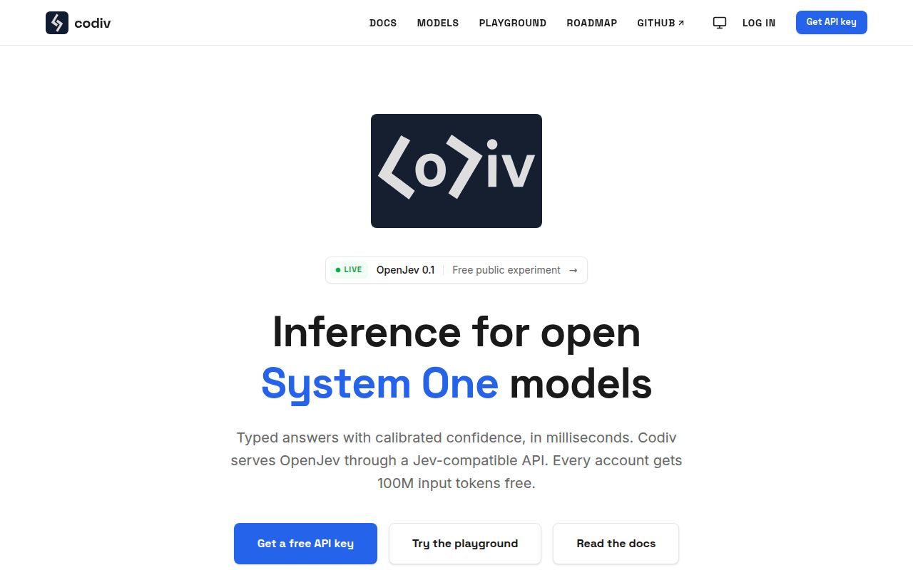Screenshot of openjev (codiv.ai)
