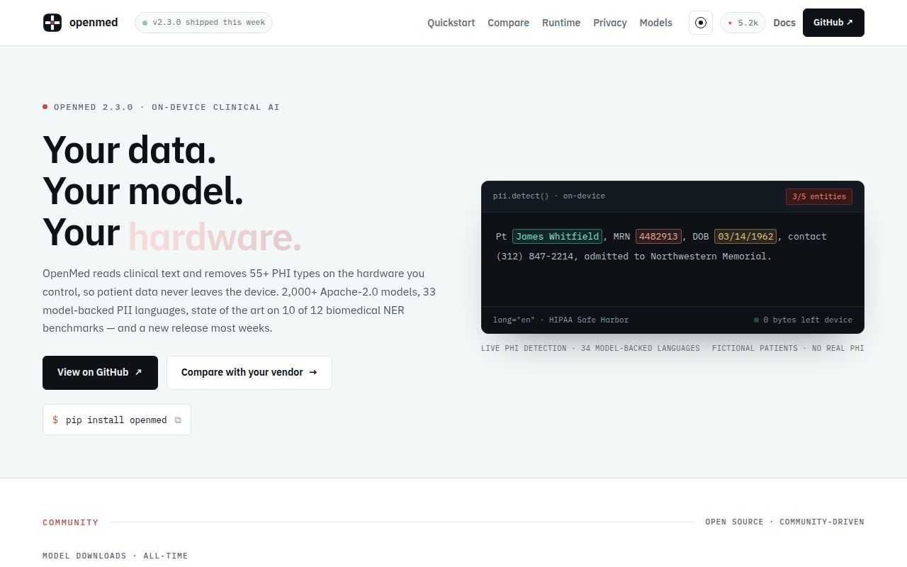 Screenshot of openmed (openmed.life)