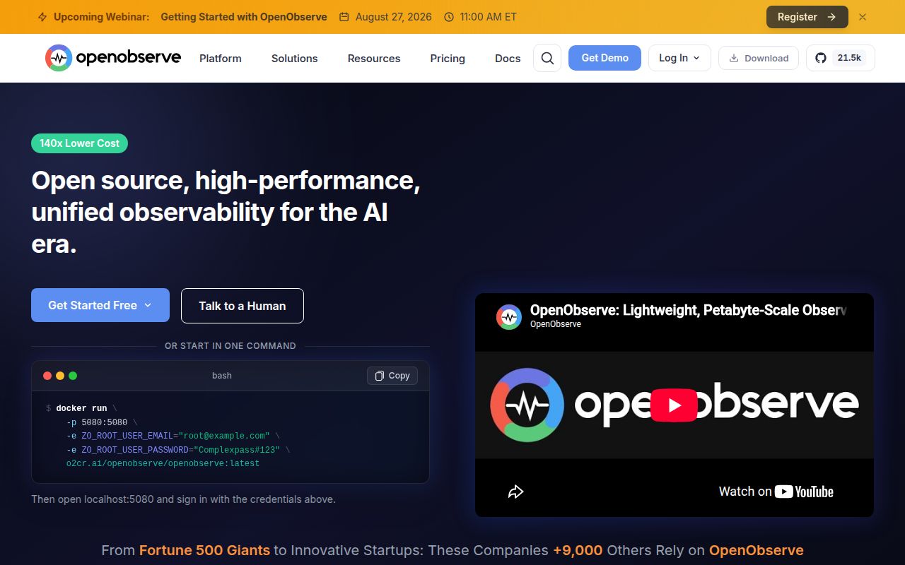 Screenshot of openobserve (openobserve.ai)