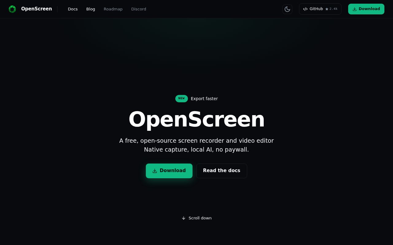 Screenshot of openscreen (getopenscreen.com)