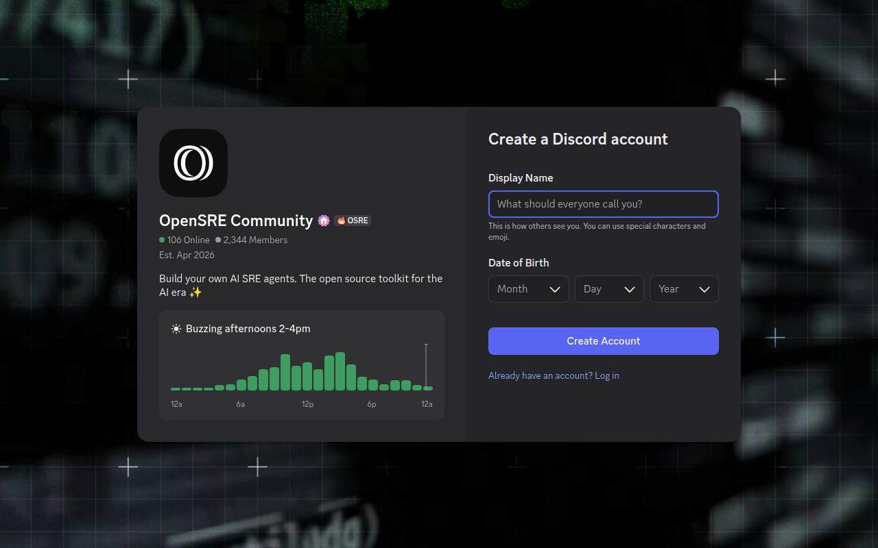 Screenshot of opensre (discord.com/invite/opensre)