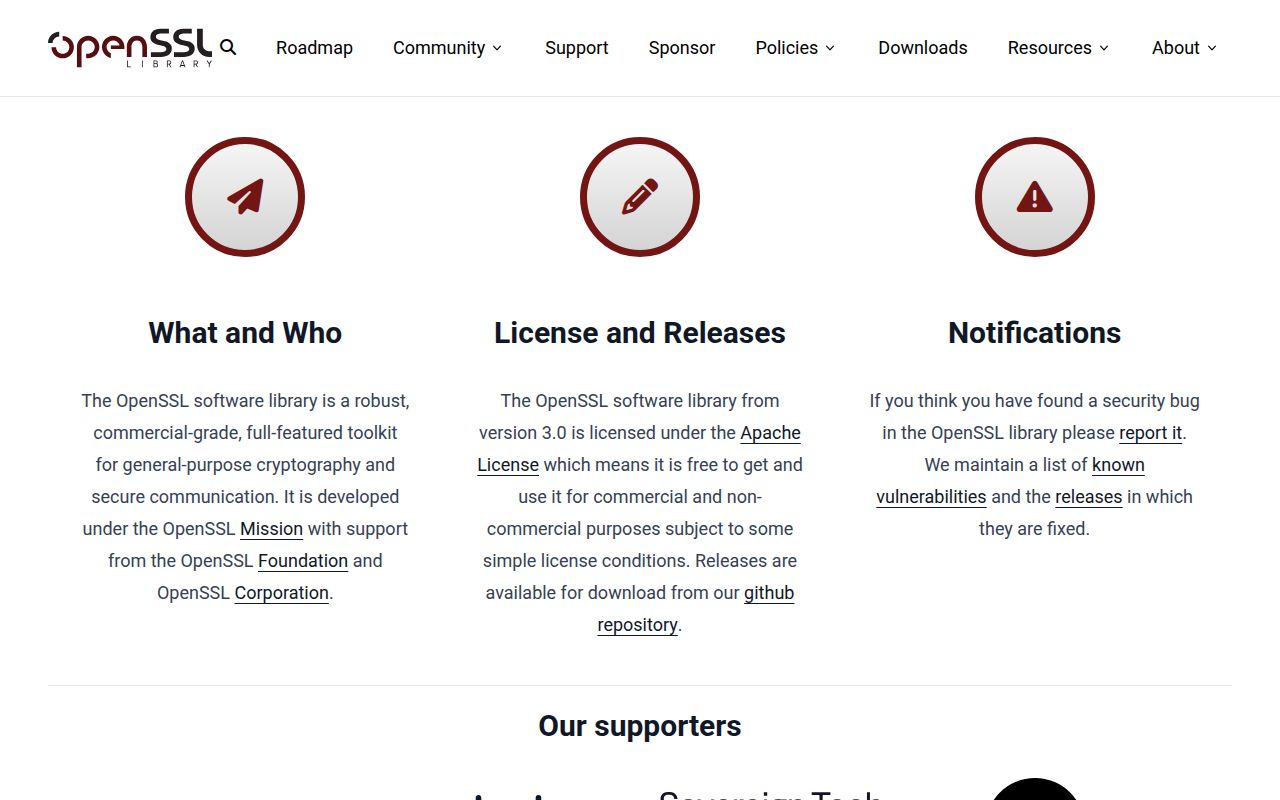 Screenshot of openssl (openssl-library.org)