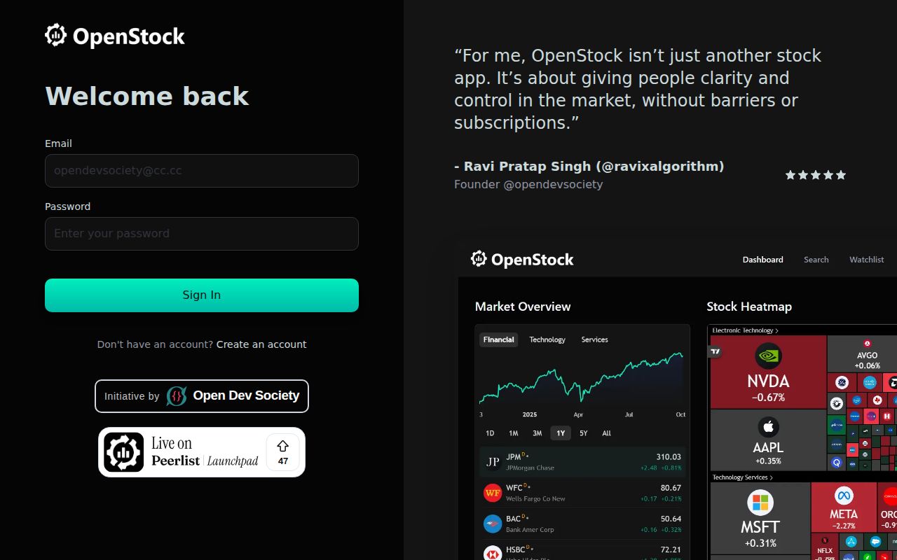 Screenshot of OpenStock (openstock-ods.vercel.app)