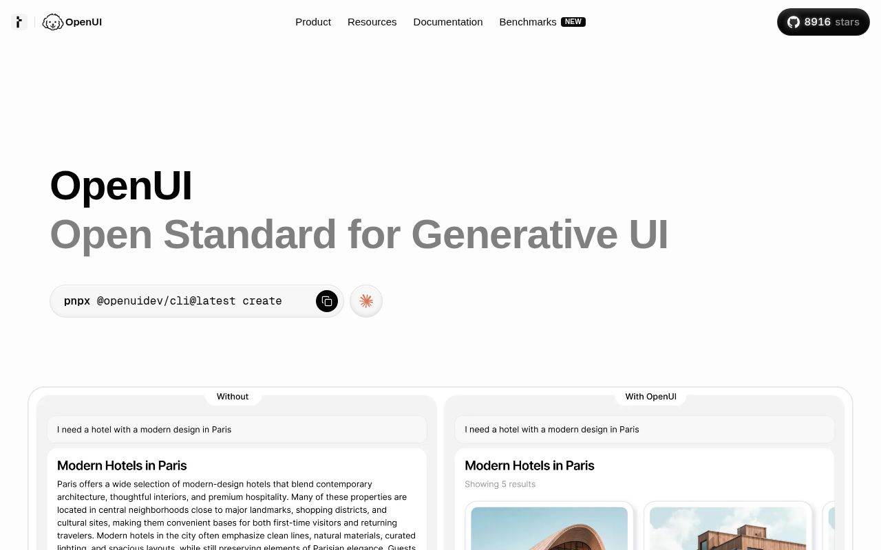 Screenshot of openui (www.openui.com)