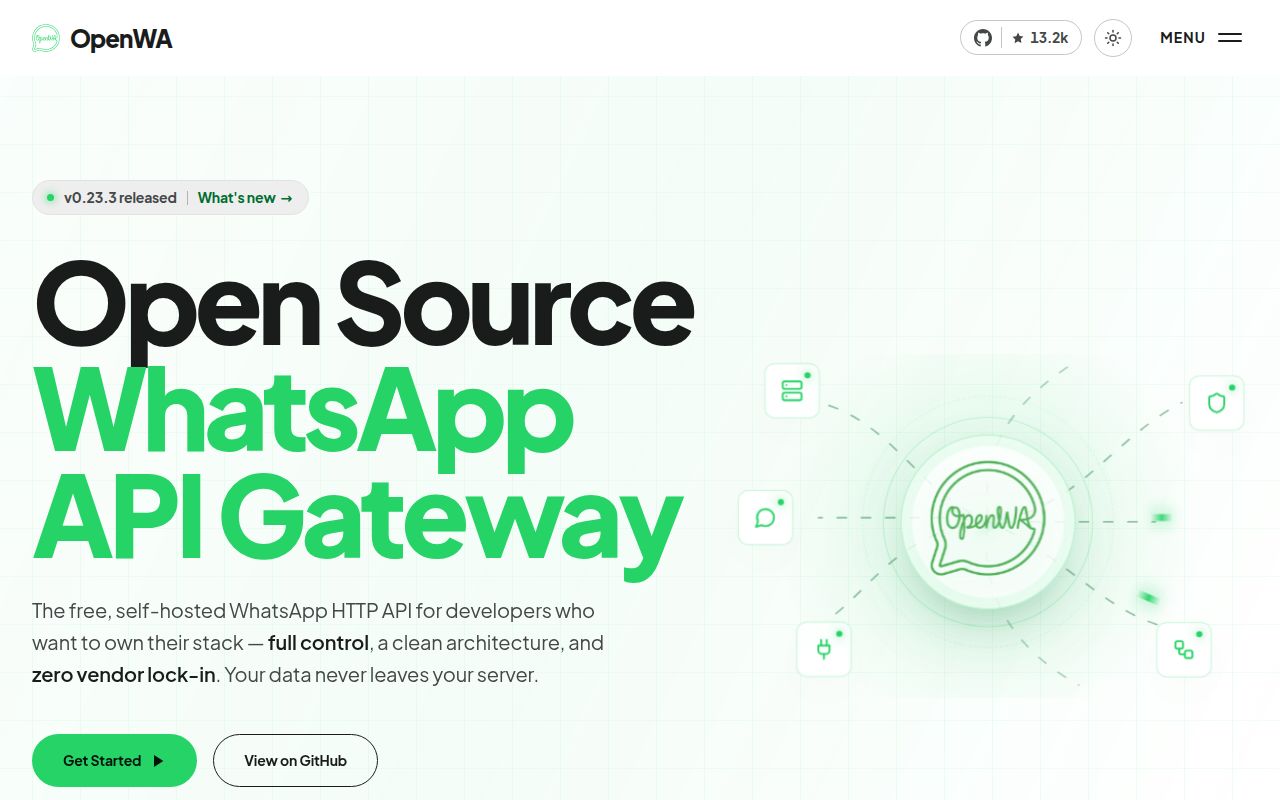 Screenshot of OpenWA (www.open-wa.org)