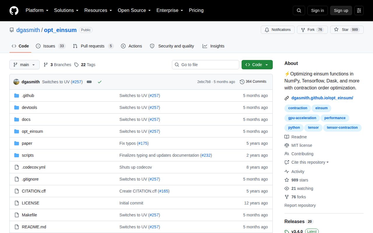 Screenshot of opt-einsum documentation