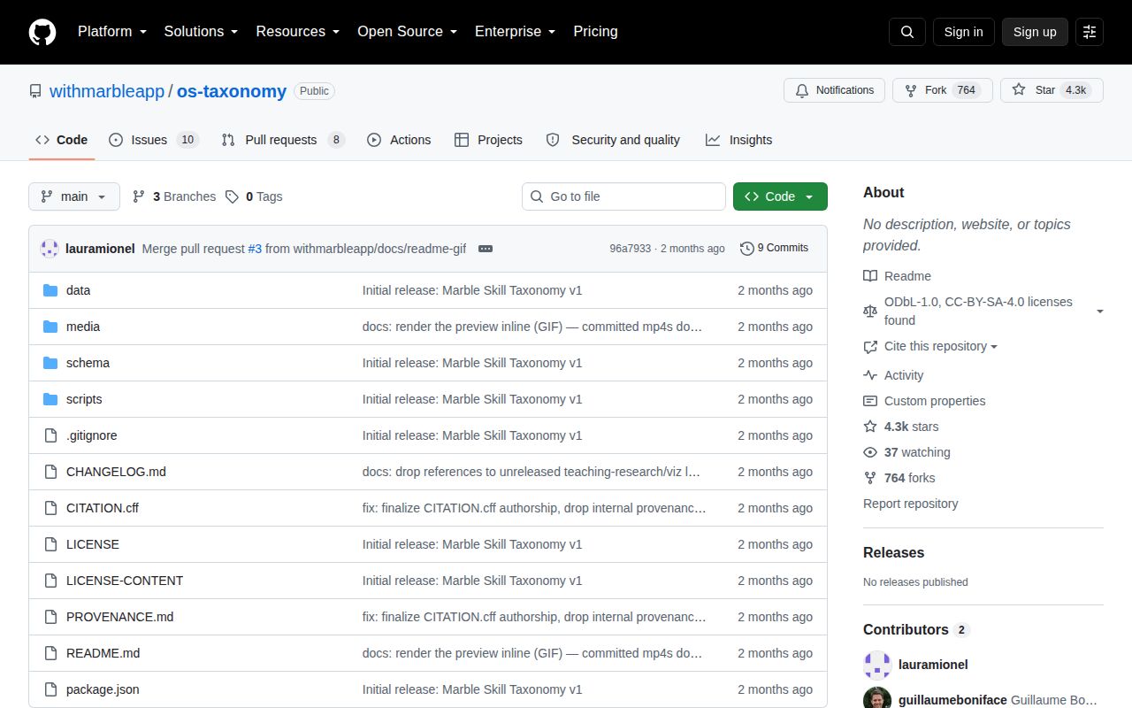 Screenshot of os-taxonomy (github.com/withmarbleapp/os-taxonomy)