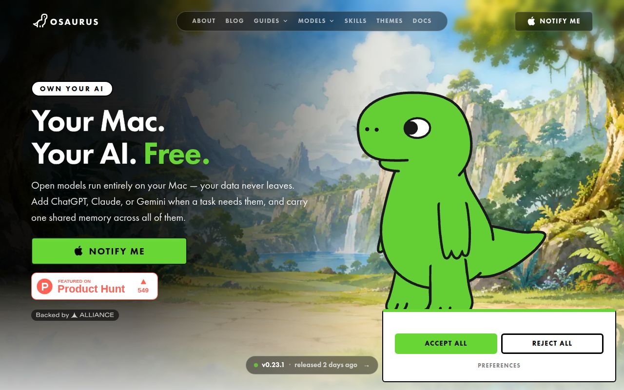 Screenshot of osaurus (osaurus.ai)