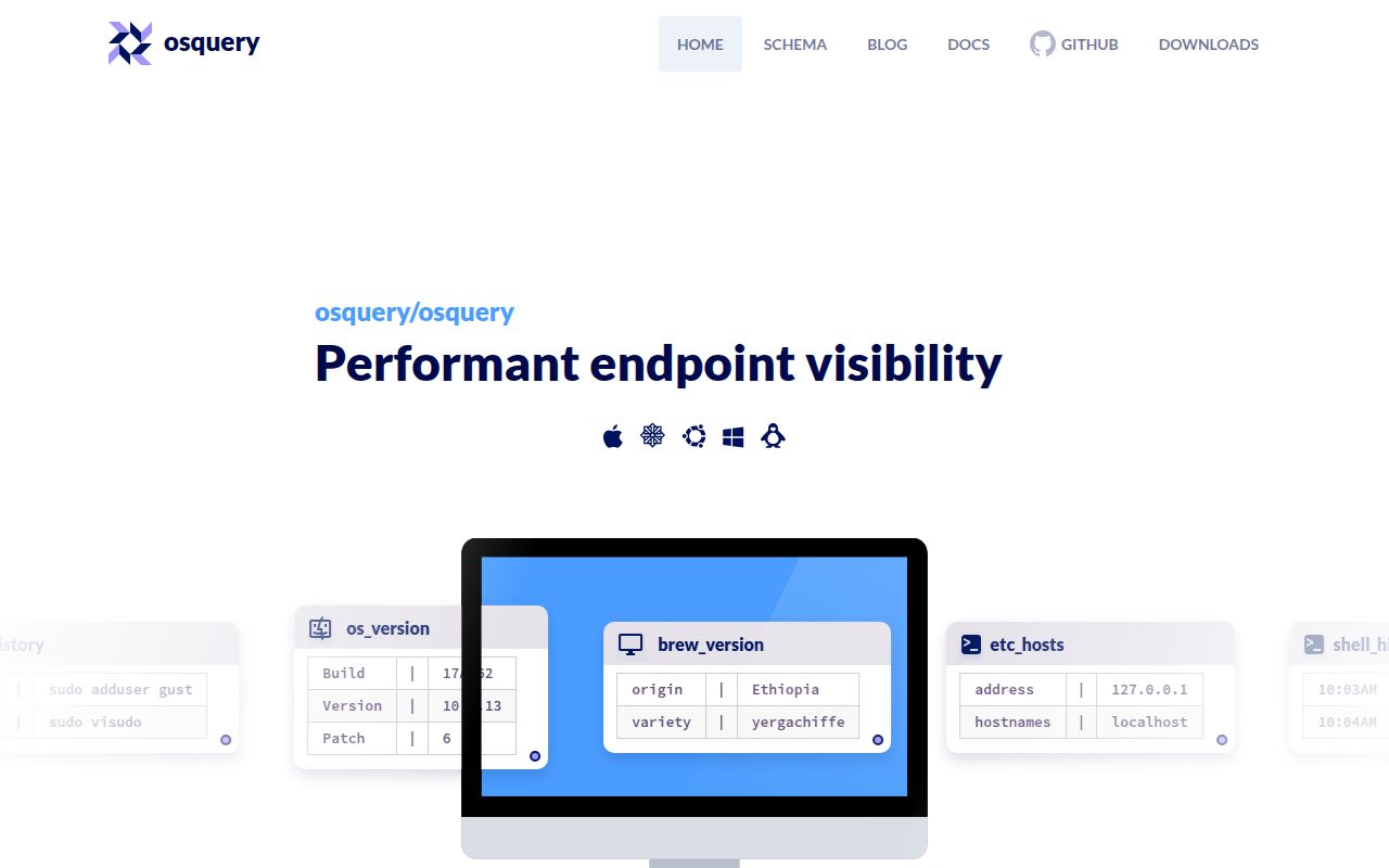 Screenshot of osquery (osquery.io)