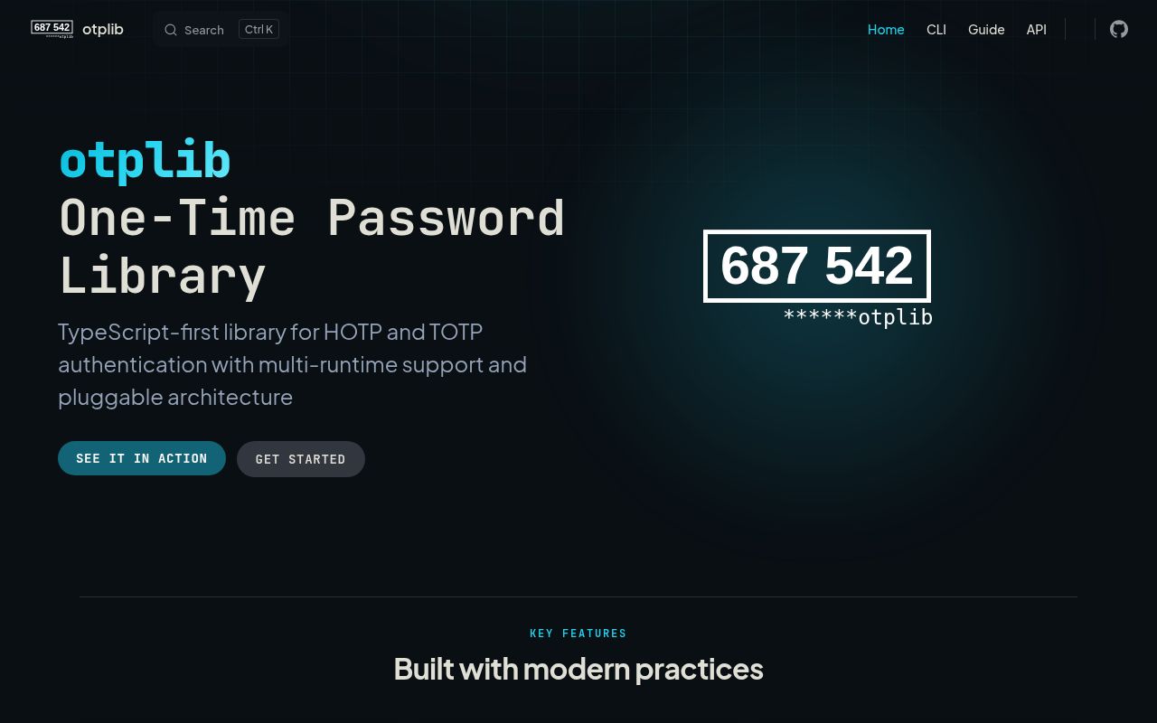 Screenshot of otplib documentation