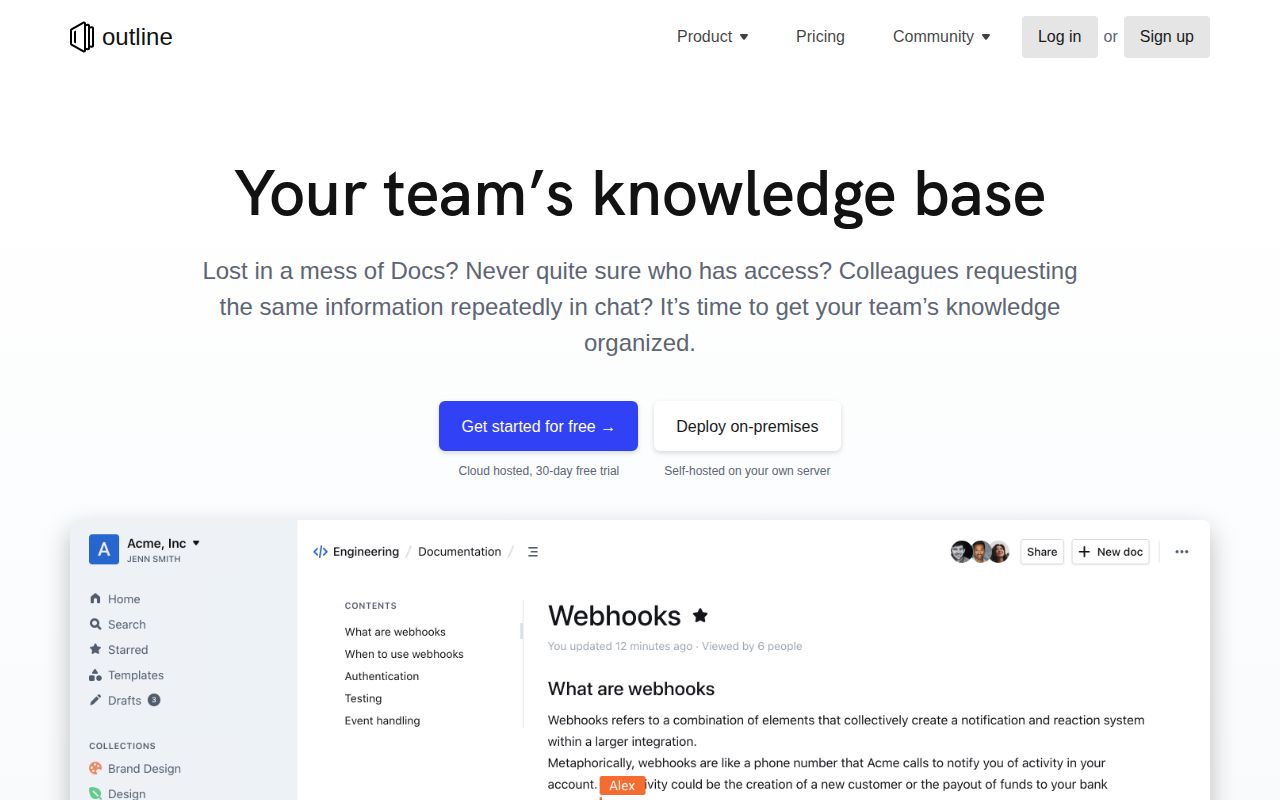 Screenshot of outline (www.getoutline.com)