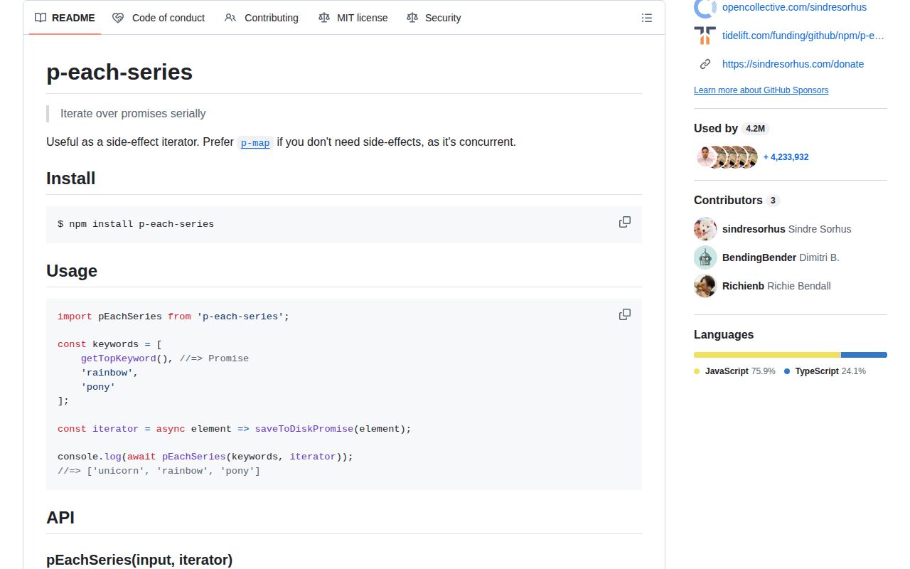 Screenshot of p-each-series documentation