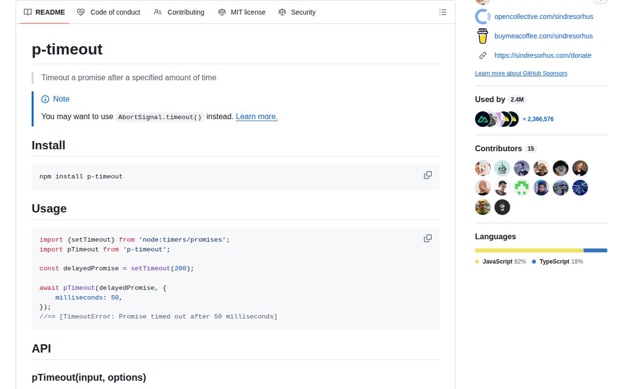 Screenshot of p-timeout documentation