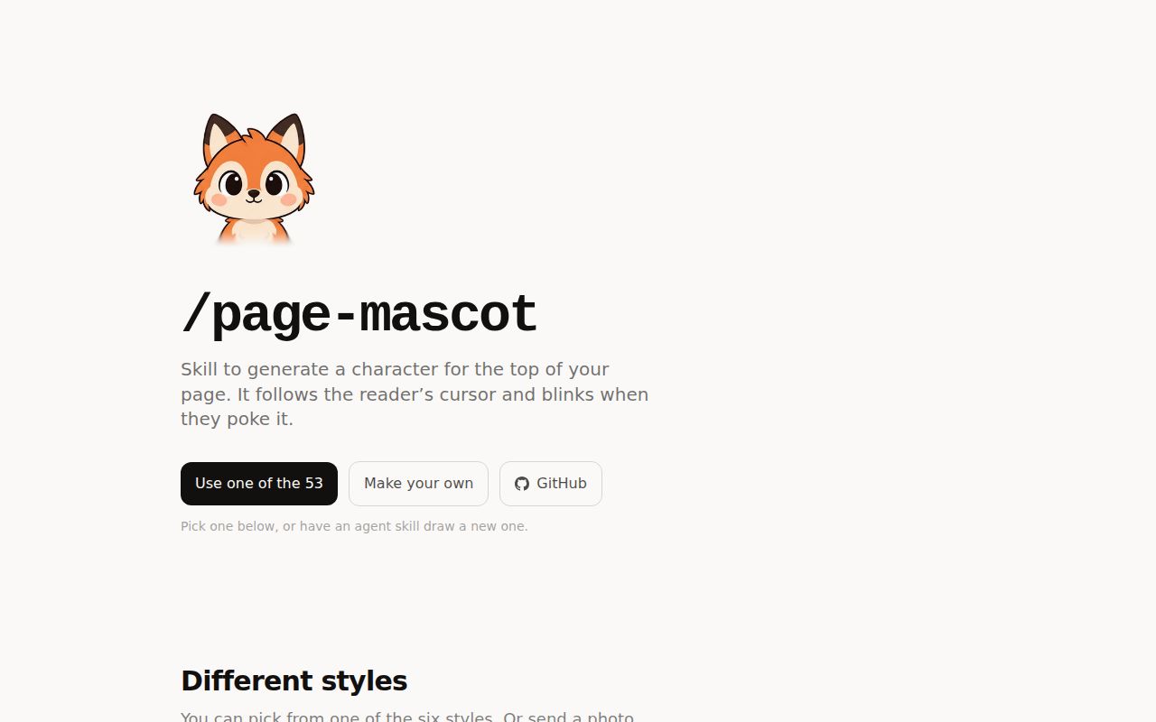 Screenshot of page-mascot (koboyo.com/page-mascot)