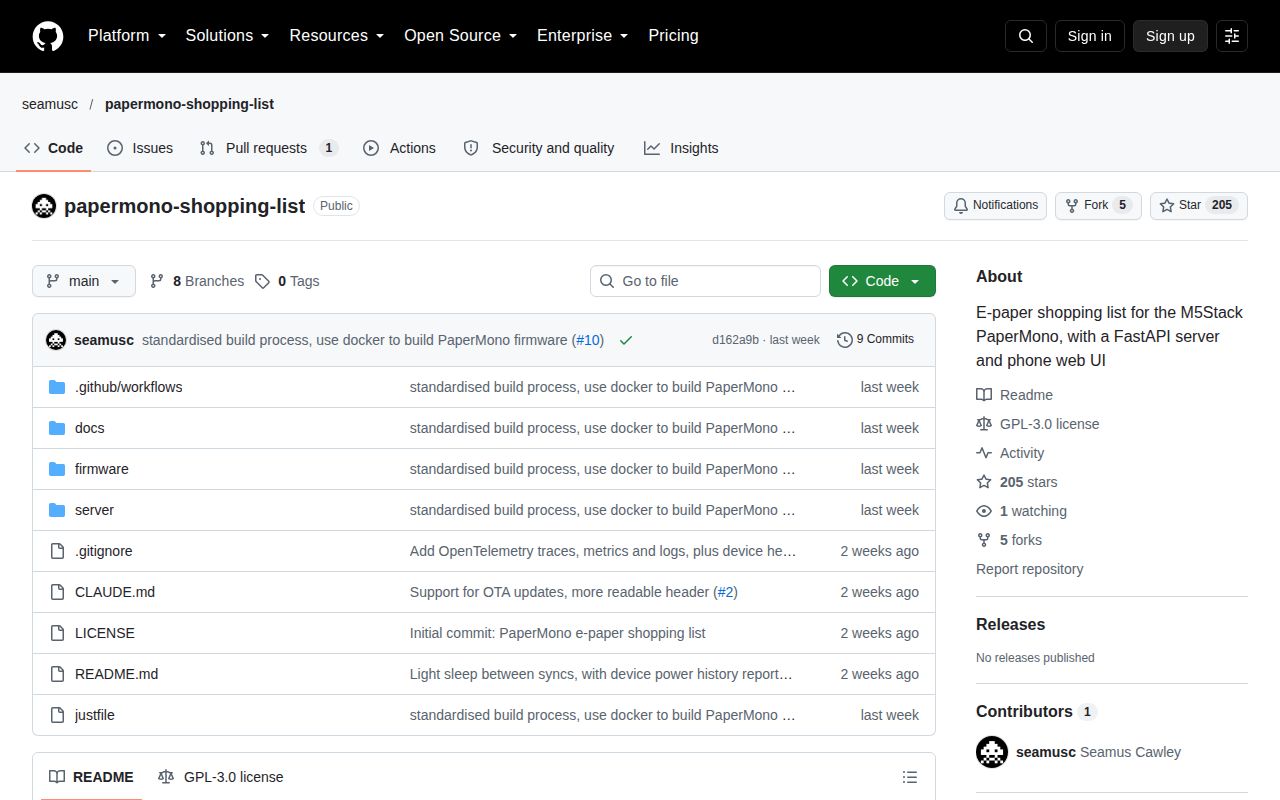 Screenshot of papermono-shopping-list (github.com/seamusc/papermono-shopping-list)