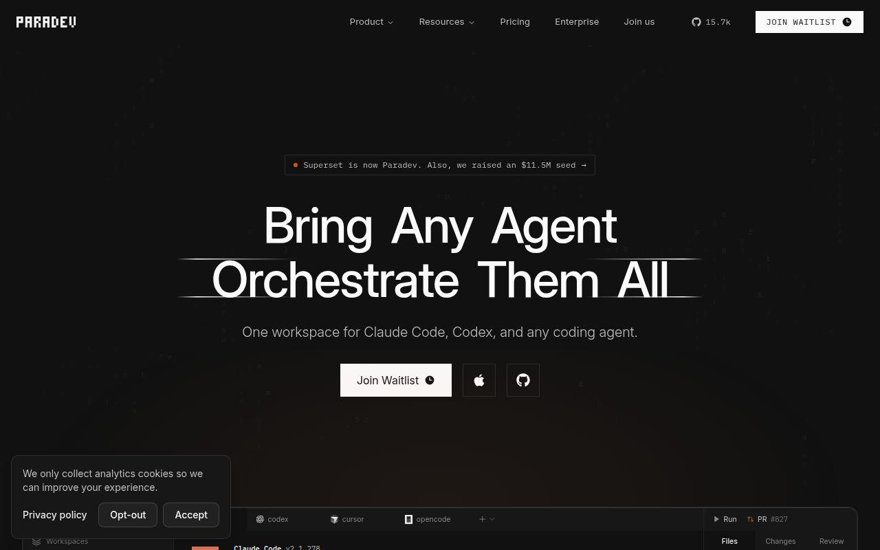 Screenshot of Paradev (paradev.com)