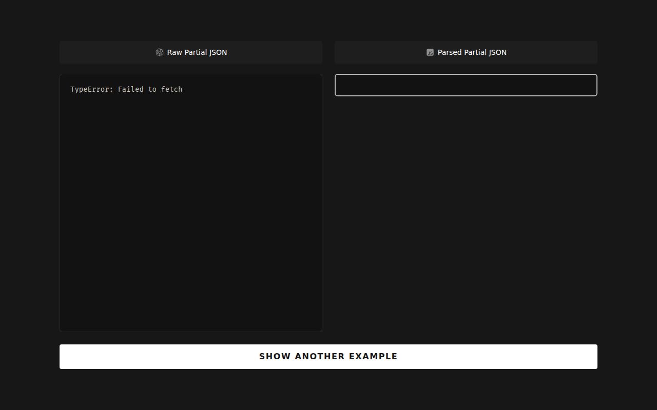 Screenshot of partial-json documentation