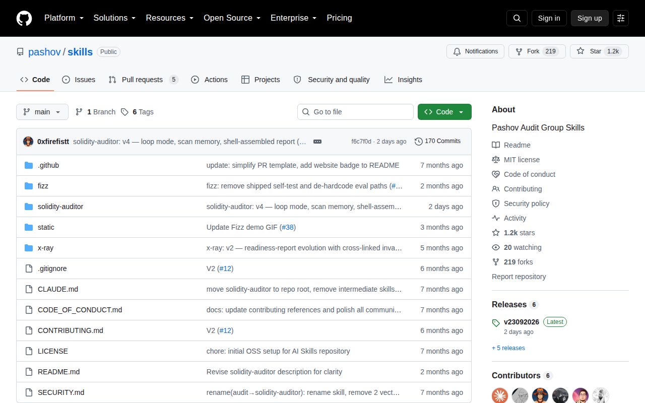 Screenshot of skills (github.com/pashov/skills)
