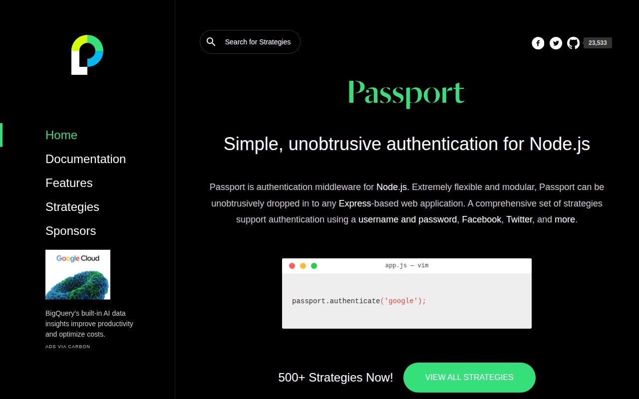 Screenshot of passport documentation