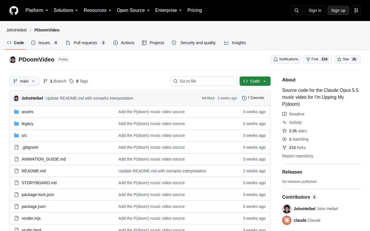 Screenshot of PDoomVideo (github.com/JohnHeibel/PDoomVideo)