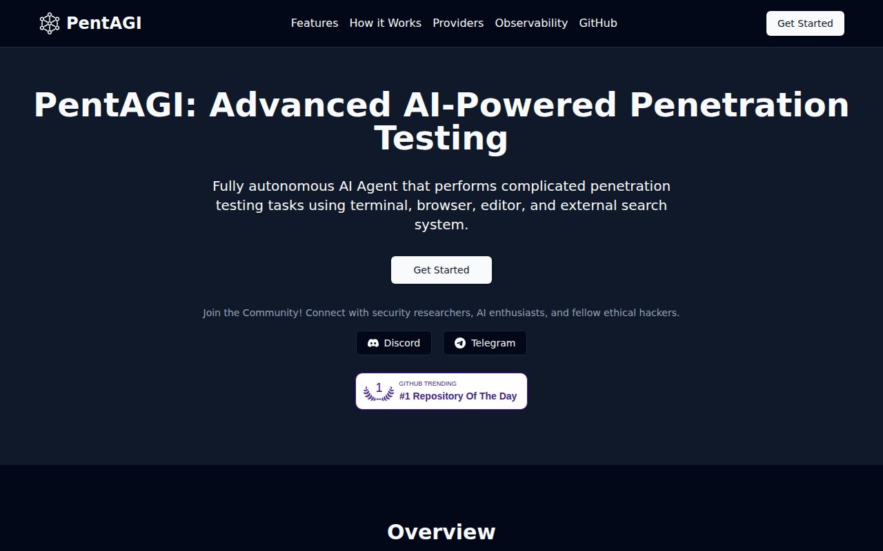 Screenshot of pentagi (pentagi.com)