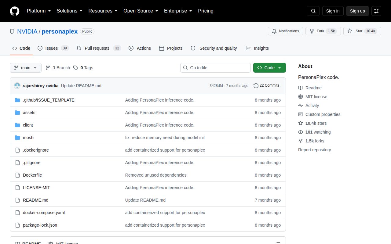 Screenshot of personaplex (github.com/NVIDIA/personaplex)