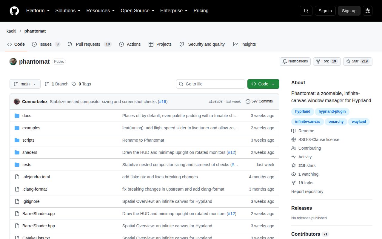 Screenshot of phantomat (github.com/kaolti/phantomat)