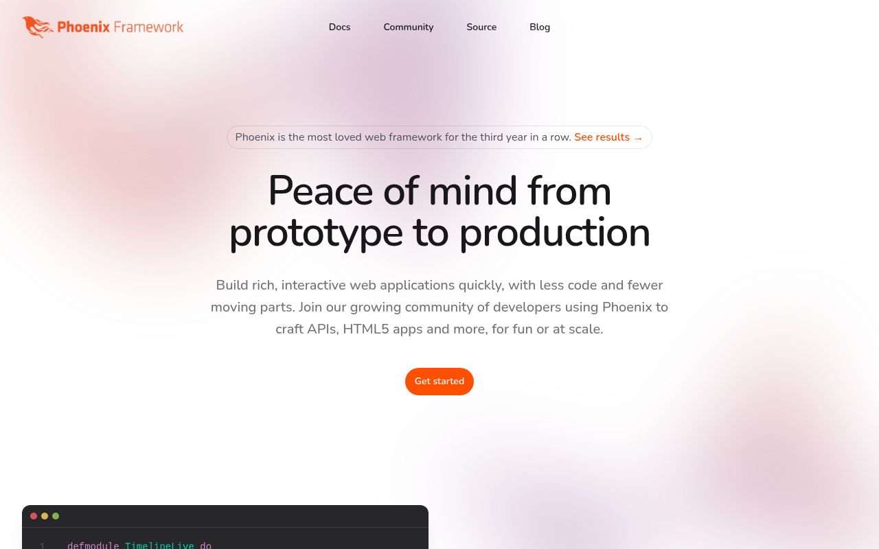 Screenshot of phoenix (www.phoenixframework.org)