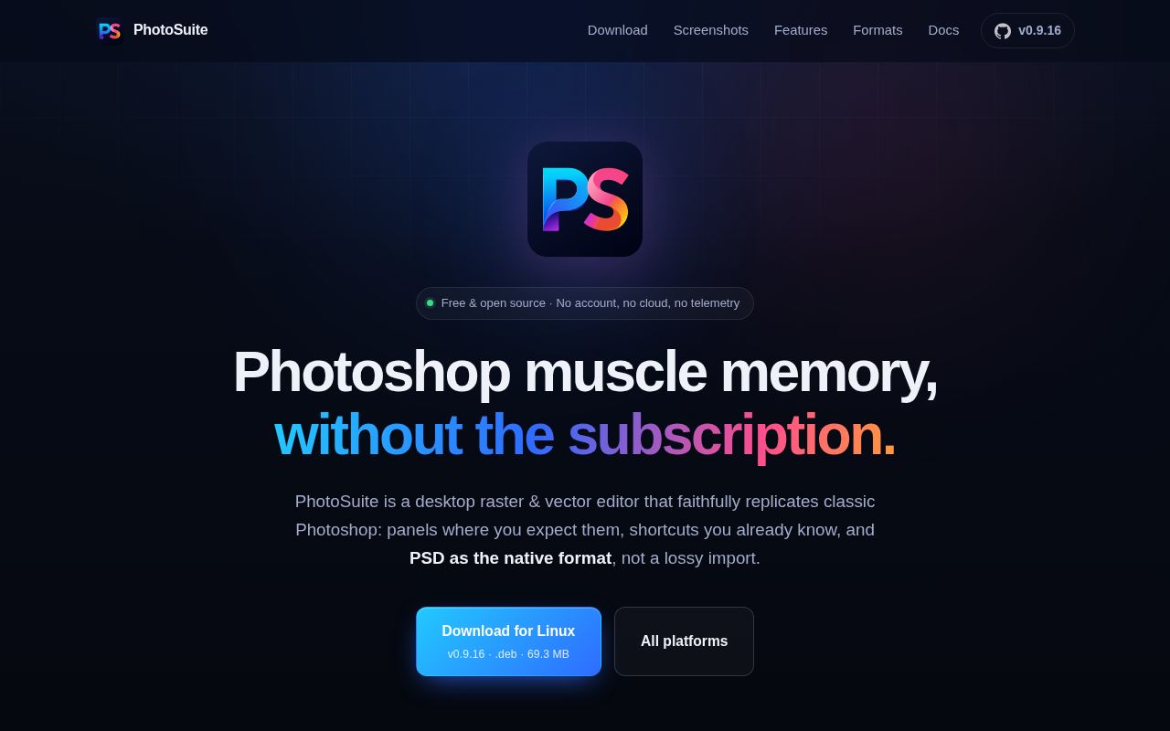 Screenshot of photosuite (photosuite.app)