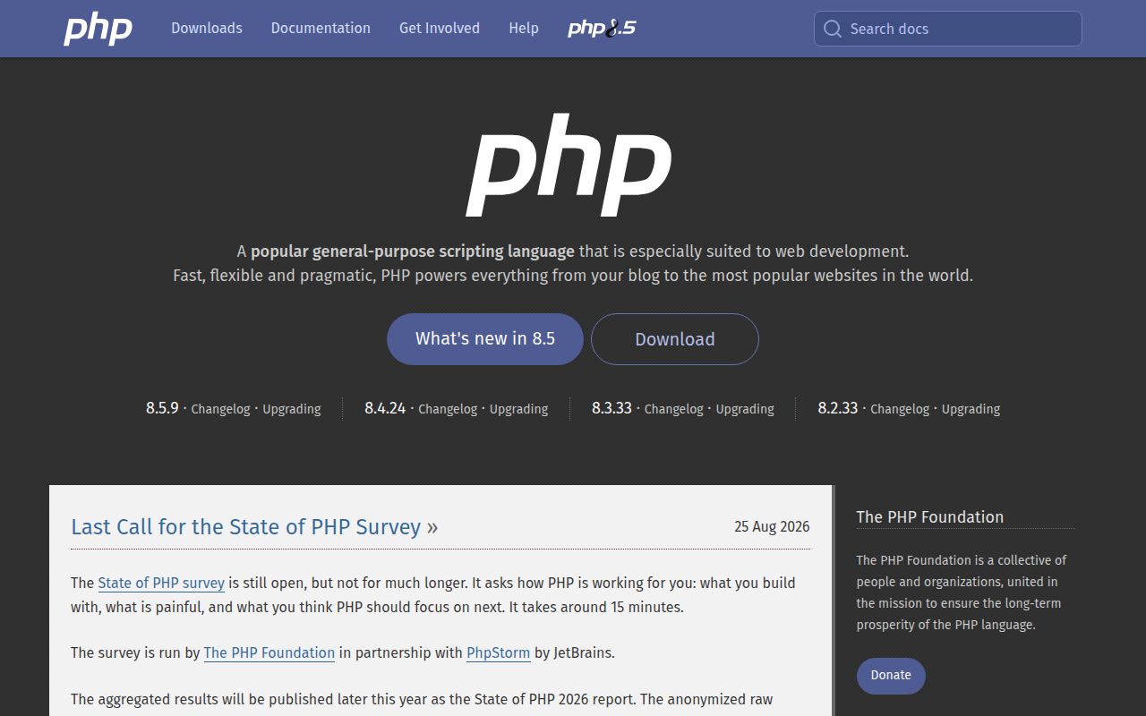 Screenshot of php-src (www.php.net)
