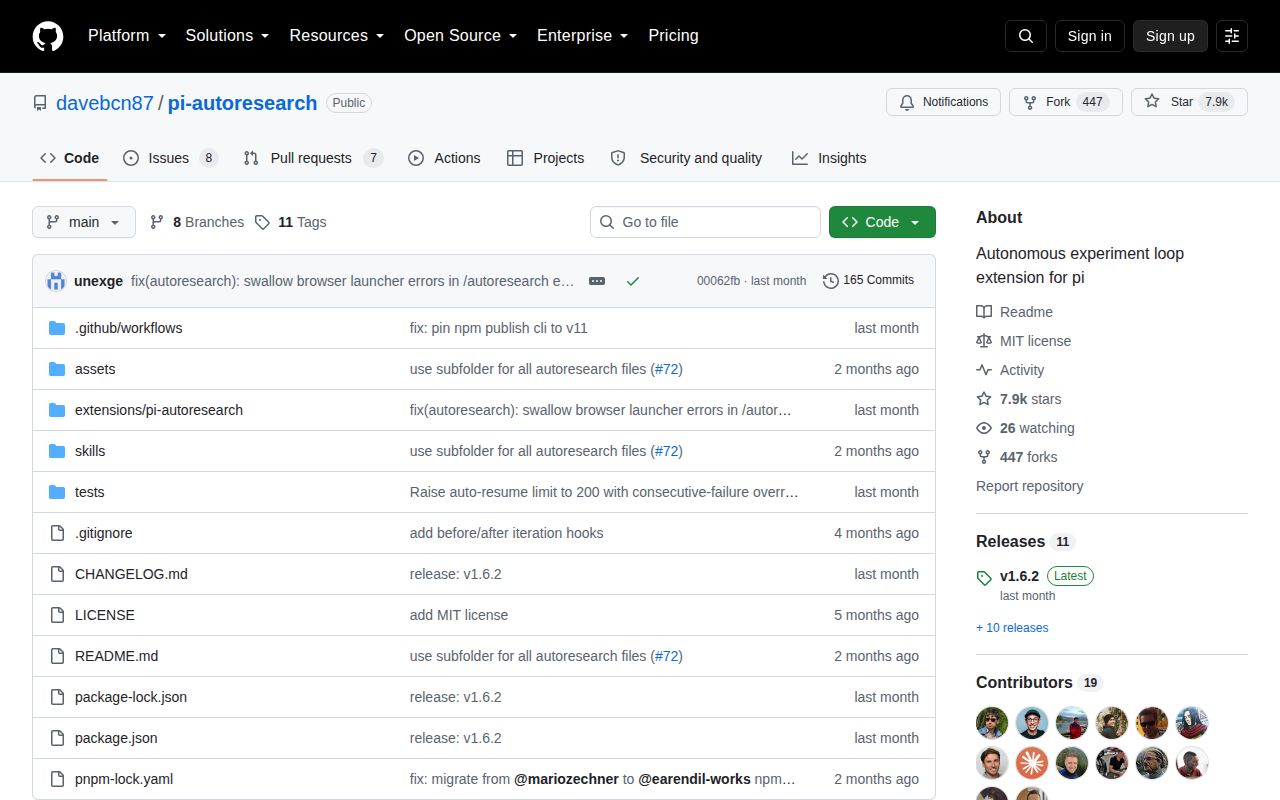 Screenshot of pi-autoresearch (github.com/davebcn87/pi-autoresearch)