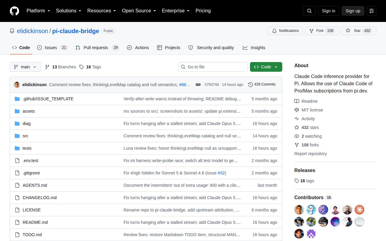 Screenshot of pi-claude-bridge (github.com/elidickinson/pi-claude-bridge)