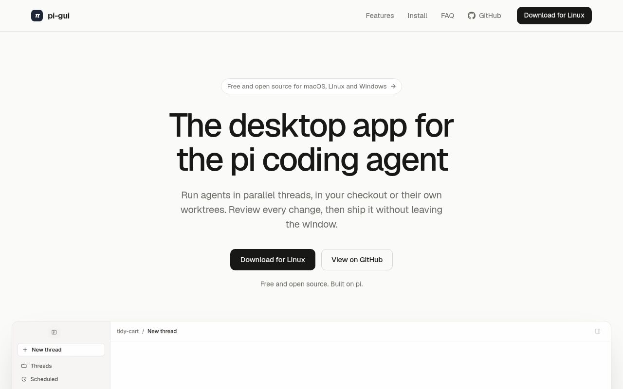 Screenshot of pi-gui (www.pi-gui.com)