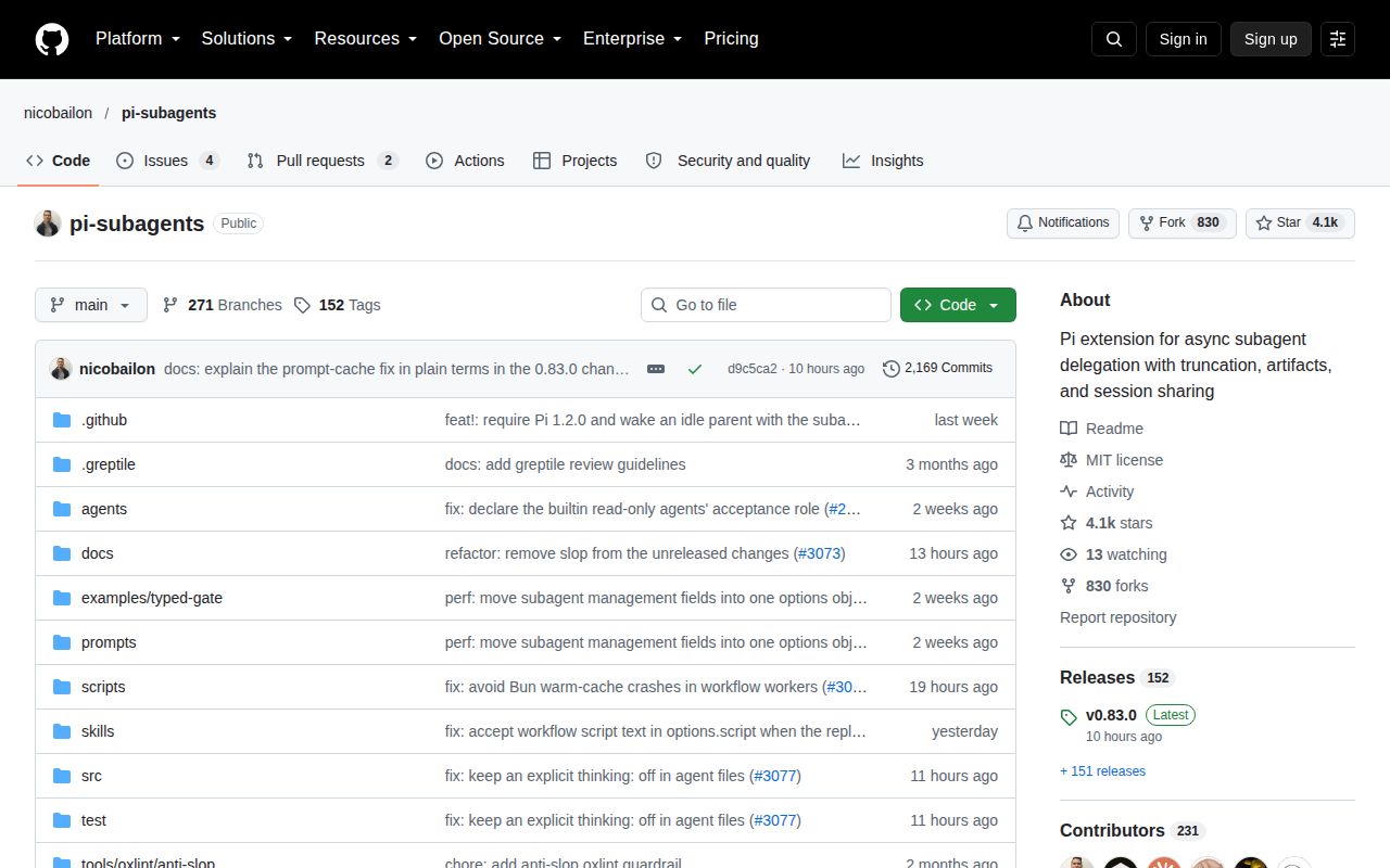 Screenshot of pi-subagents (github.com/nicobailon/pi-subagents)