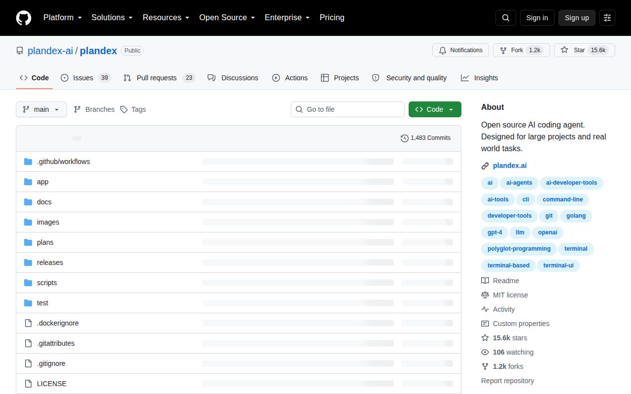 Screenshot of plandex (github.com/plandex-ai/plandex)